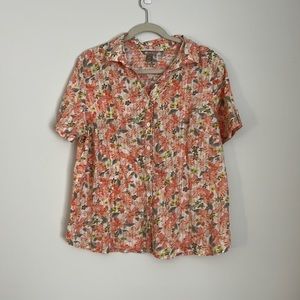 Cute ButtonFloral Print Blouse Size XL